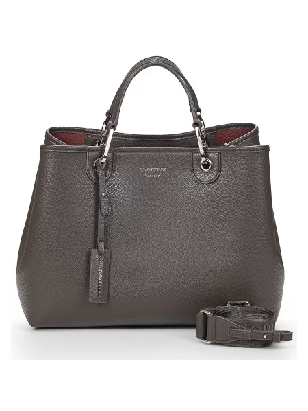 Geantă shopper Emporio Armani din piele maro