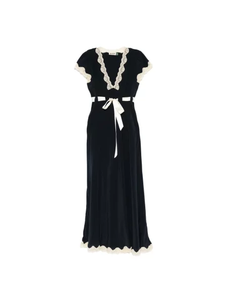 Jedwabna sukienka midi Rixo do kolan garniturowa niebieska