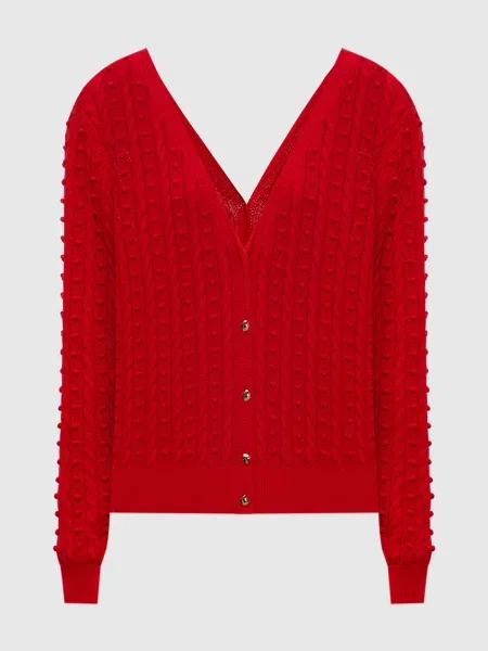 Кардиган в фактурний візерунок Solotre червоний