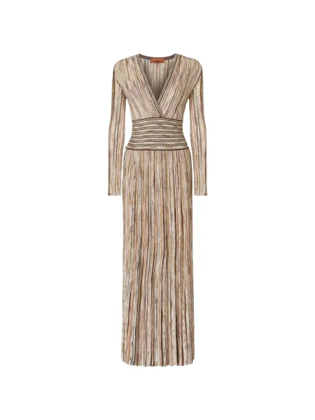 Rochie midi Missoni cu dungi cu decolteu în V până la genunchi