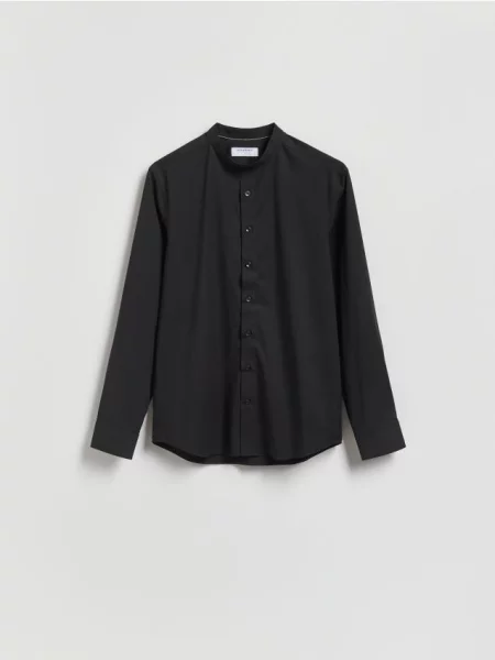Reserved Cămașă slim fit cu guler înalt negru
