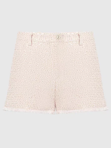 Твідові шорти з вовною з паєтками Twinset рожеві