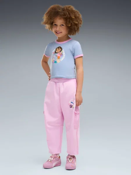 Дитячі Спортивні штани PUMA x Dora T7 Barrel Pants комбінований верх рожевий