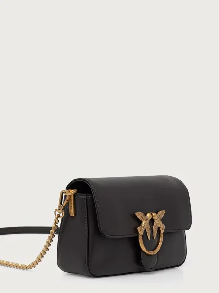 Pinko De piele geantă poștaș Love One Slouchy Mini maro