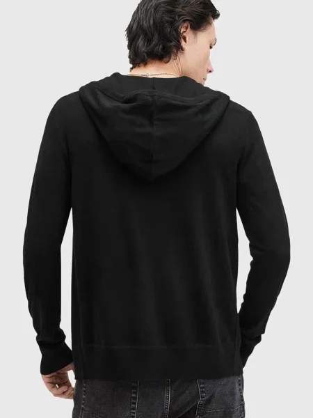 Свитер Allsaints из шерсти мериноса с капюшоном черный