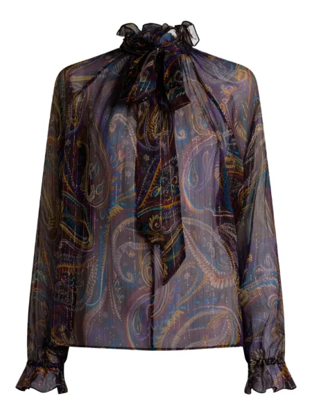 Bluză Etro de mătase cu model paisley violet
