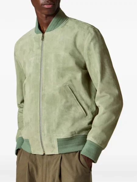 Geacă bomber Paul Smith din piele de căprioară verde
