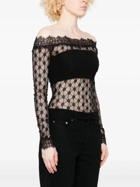 Top Isabel Marant cu model floral din dantelă negru