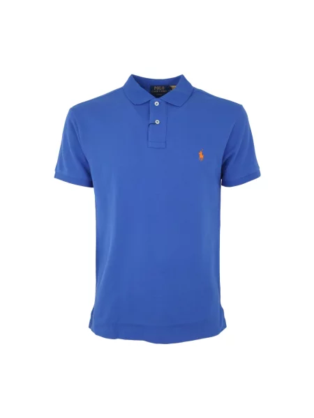 Dzianinowa koszulka polo Polo Ralph Lauren z krótkim rękawem niebieska