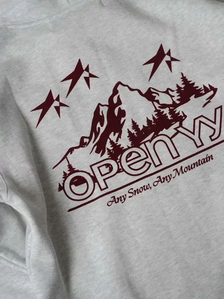 Графичен суичър с качулка Open Yy с принт сиво