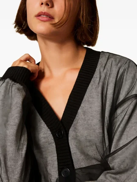 Cardigan Twinset din tul gri