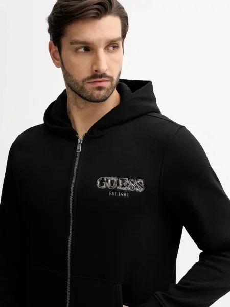 Кофта Guess з капюшоном з аплікацією чорний
