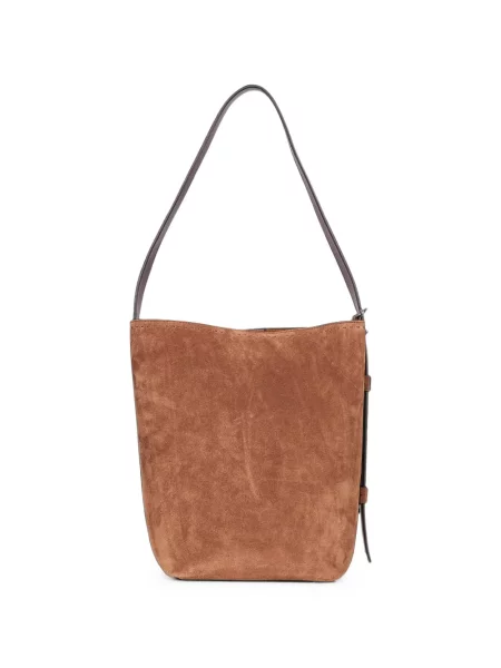 Geantă shopper Max Mara din piele de căprioară maro