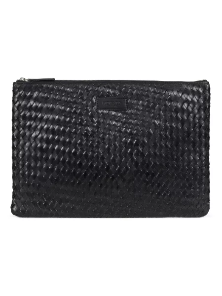 Torba na laptopa Howard London skórzana pleciona czarna