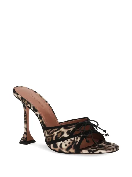 Sandale Amina Muaddi cu funde cu model leopard