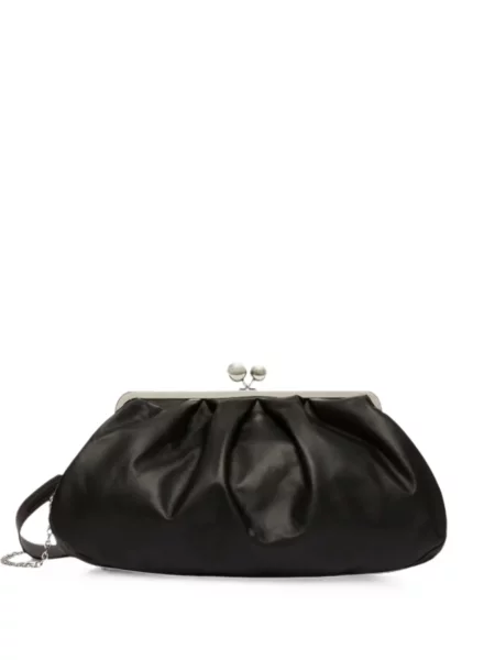 Geantă de călătorie Weekend Max Mara din piele de oaie negru