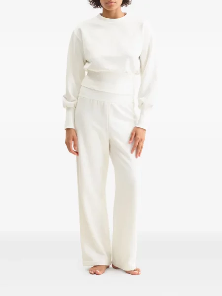 Pantaloni Eres cu broderie alb