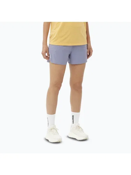 Pantaloni scurți de alergare pentru femei Salomon Shakeout Core 4" blue granite albastru