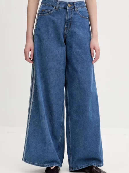 Adidas Originals blugi wide leg pentru femei Firebird albastru