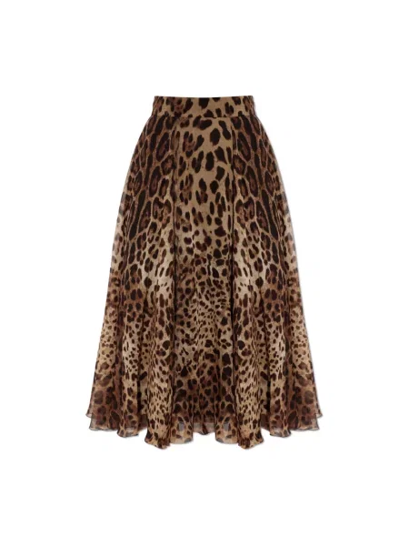 Jedwabna spódnica Dolce And Gabbana brązowa