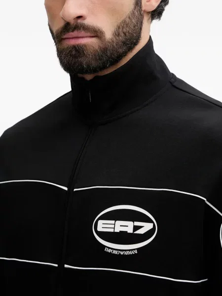 Geacă Ea7 Emporio Armani cu dungi negru