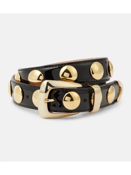 Curea Khaite din piele cu tepi negru