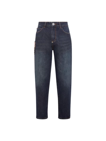 Jeansy Philipp Plein z wzorem paisley niebieskie