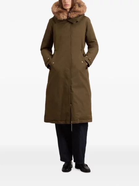 Krzneni ukras parka Woolrich s kapuljačom s krznom zelena