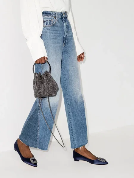 Lodičky Manolo Blahnik bez podpatku modré