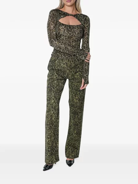 Tricou Just Cavalli cu imagine cu model leopard verde