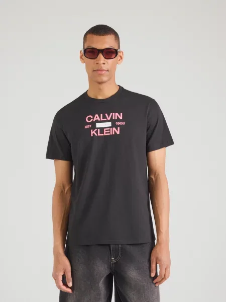Calvin Klein Jeans Tricou roz / negru alb