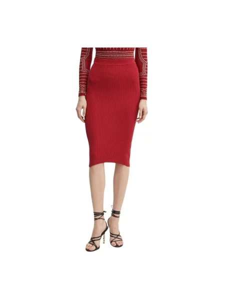 Dzianinowa spódnica midi Guess czerwona