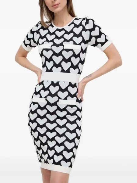 Rochie mini Silvian Heach cu imagine cu motiv cu inimi scurtă negru