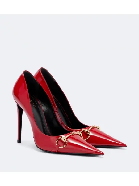 Pantofi cu toc Gucci din piele de lac roșu