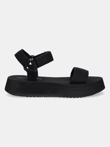 Calvin Klein Jeans sandały SANDAL VELCRO WEBBING MG na platformie czarny