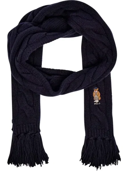 Polo Ralph Lauren gyapjú sál sötétkék nyomott mintás kék