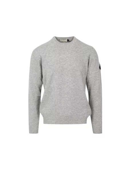 Sweter Roy Rogers wełniany z okrągłym dekoltem szary