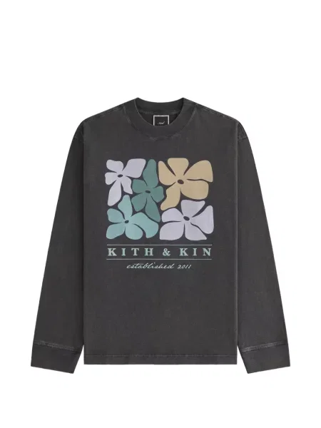 Hanorac Kith cu model floral cu imagine negru