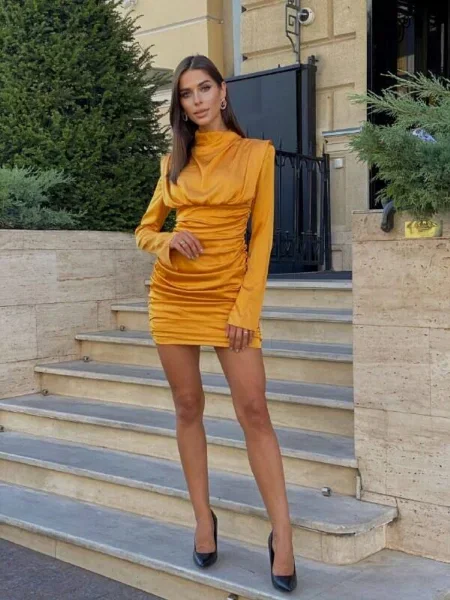 Сукня міні Milirud гірчичний шовк