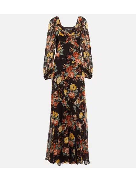 Jedwabna sukienka maxi Veronica Beard w kwiatki garniturowa