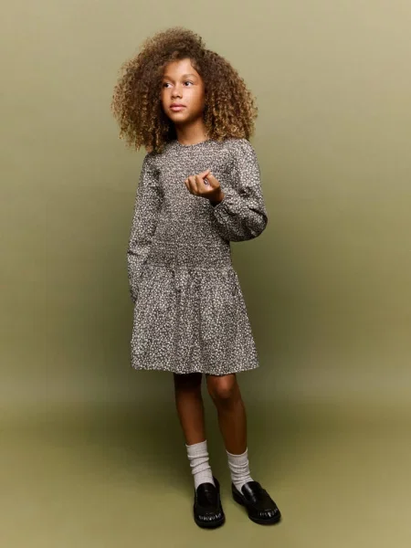 Sukienka z kwiatowym wzorem Dzieci 10 MANGO KIDS brązowy