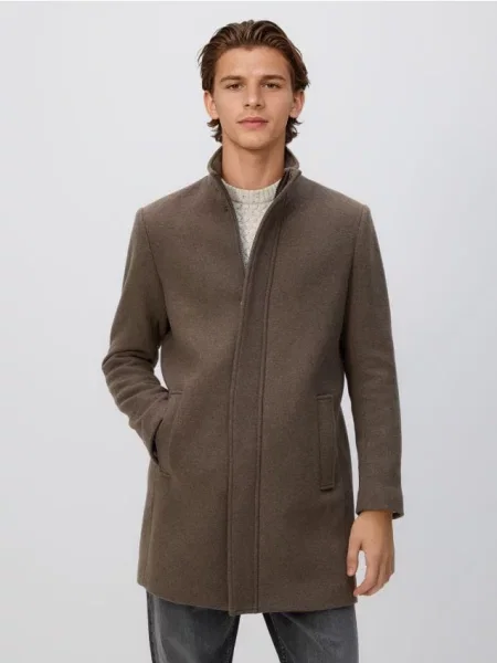 Шерстяное пальто Reserved коричневое