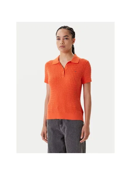 Tommy Hilfiger Polo marškinėliai Fine Regular Fit oranžinė