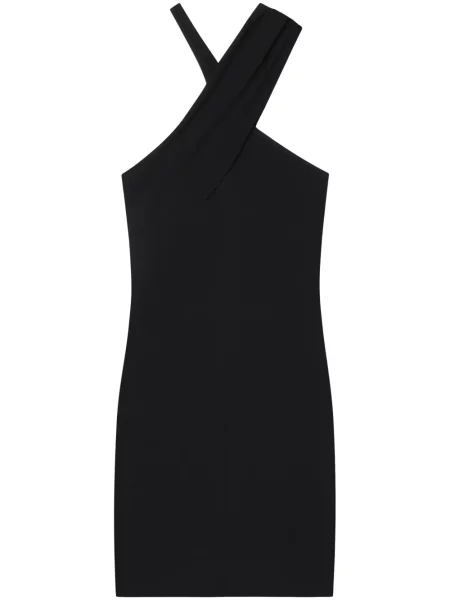 Rochie mini Courreges din jerseu de costum negru