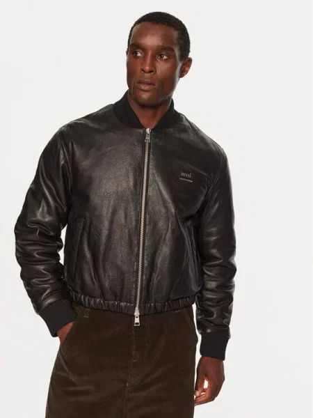 Usnjena jakna AMI PARIS črna