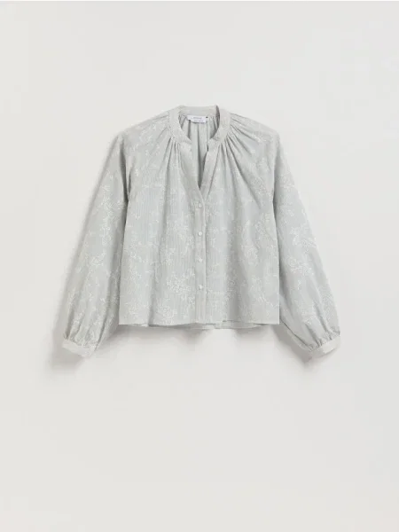 Reserved Cămașă cu adaos de in albastru-pal albastru