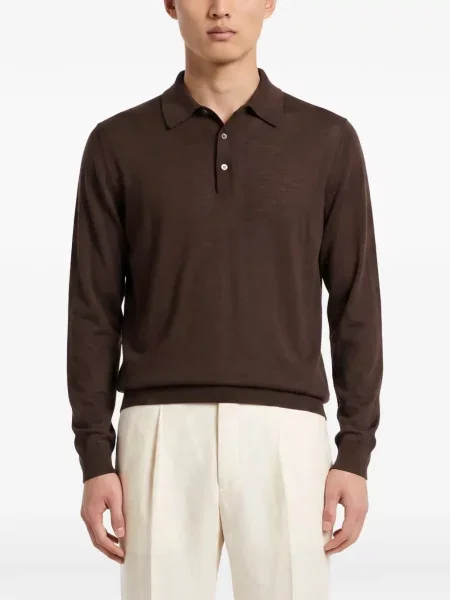 Lung tricou polo Kiton maro