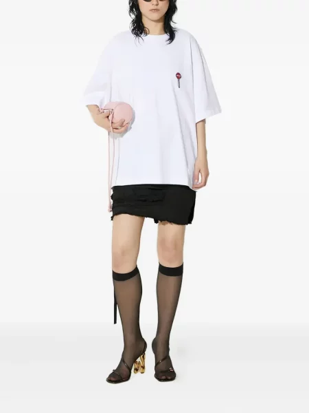Tricou Fiorucci cu broderie alb