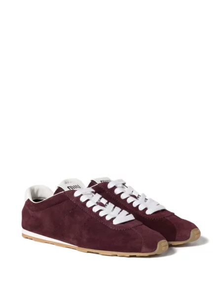 Sneakerși Miu Miu din piele de căprioară roșu