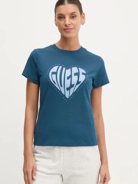 Тениска Guess JULIA синьо
